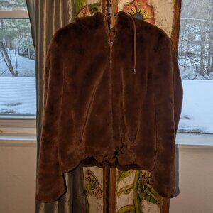 Rachel Zoe brown faux fur jacket